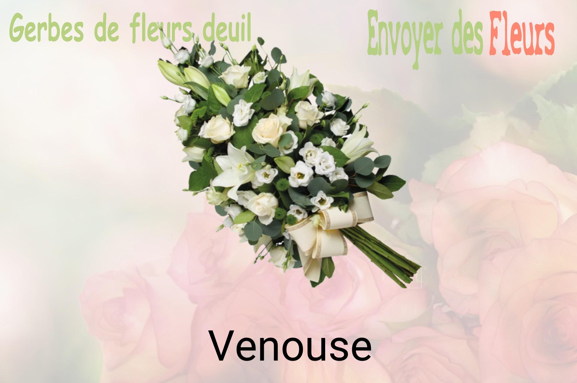 Gerbe de fleurs de deuil livrée à Venouse